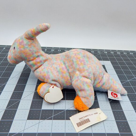 TY Pluffies Clomps Dinosaur Tylux Pastel Spots 10 Inch Plush Stuffed Animal - Picture 6 of 13